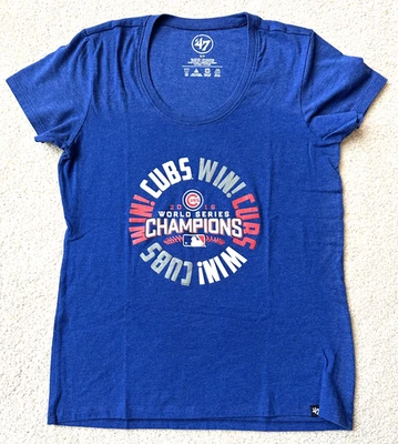 Chicago Cubs 2016 Serie Mundial Campeones '47 Marca Camisa Ajustada Mujer S Foto 1 de 4