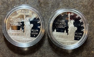 (2) 1986-S Statue of Liberty Ellis Is. Commemorative Silver $1 Coins Proof- NR - Picture 1 of 2