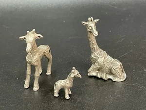 Mini Pewter Giraffe Figures Hudson Noah’s Ark Lot Of 3 Miniature Animal Statues - Picture 1 of 14