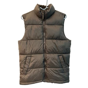 Old Navy Puffer Vest Mens Size Small Water Resistant Black Oversized - Picture 1 of 3