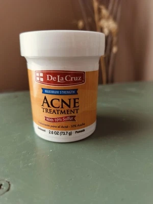 De La Cruz 10% Sulfur Ointment Acne Medication, Max Strength 2.6 oz Exp. *READ* - Image 1 of 4