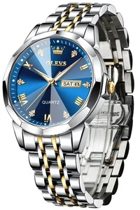 OLEVS Watch Men's Diamond Uda Watch Men's Fashionable Popular Quartz Analog Busi - Picture 1 of 6