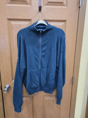 Pact Sweater Womens XL Blue Full Zip Mock Neck Organic Cotton Casual Knit - Image 1 of 4