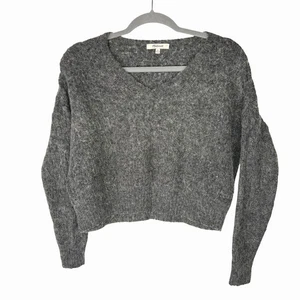 Madewell V-Neck Crop Pullover 30% Alpaka Struktur offen Strick leicht Medium - Bild 1 von 11