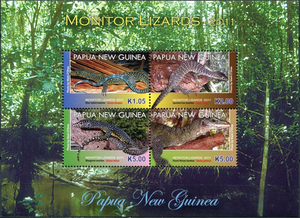 Papua New Guinea 2011. Monitor Lizards (MNH OG **) Miniature Sheet - Image 1 of 1