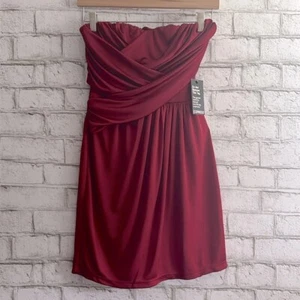 NWT EXPRESS Silky Strapless Red Dress Size XS - Picture 1 of 8