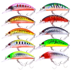 10PCS Lot 6cm/5.5g Trolling Bait Minnow Fishing Lure Bass Trout Crankbait Tackle - Picture 1 of 12