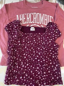 Set Of 2 Abercrombie &fitch Shirts / Top/ Blouse Kids Girls Size 9/10 11/12 - Picture 1 of 6