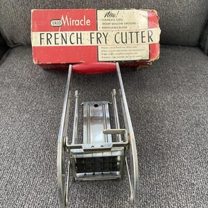 Vintage Ekco Miracle Pommes Frites Schneider roter Griff Edelstahl mit Box Kartoffel - Bild 1 von 14