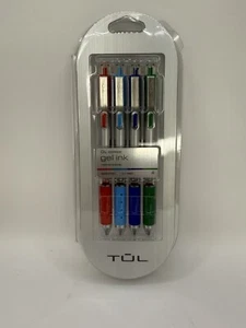 Plumas de gel TUL, punta media, 0,7 mm, tintas surtidas, barril de plata, 4 bolígrafos - Imagen 1 de 2