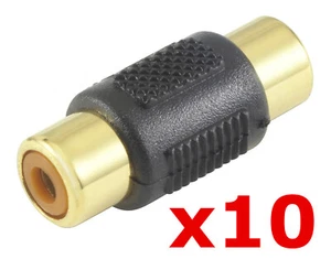 10 Pack RCA Coupler Barrel Connector Extension Joiner Audio Adapter Female Jack - Picture 1 of 1