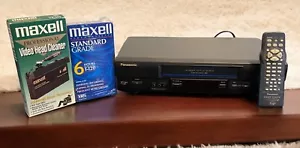 Panasonic 4 Cabezales HiFi Estéreo Omnivisión VCR VHS Reproductor PV-V4611 Línea Azul Probado - Imagen 1 de 10