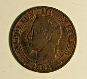 1865 BB France 5 Centimes - Napoleon III KM#797.2 - Picture 1 of 2