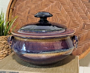Studio Art Stoneware Pottery Bowl With Lid Signed by Artist Patt - Picture 1 of 16