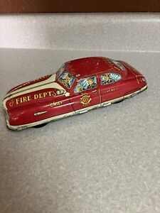 VINTAGE 1950’S MARX TIN FRICTION TOY FIRE CHIEF DEPARTMENT CAR Car #1