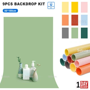 9pcs Photo Backdrop Paper Roll Kit Waterproof Food Background Photography Props - Picture 1 of 13