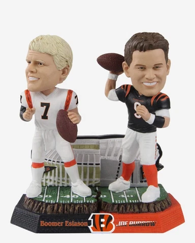 Boomer Esiason & Joe Burrow Cincinnati Bengals Then And Now Bobblehead Cover