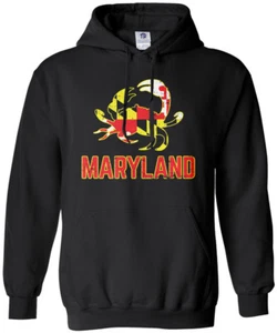 Maryland State Flag Crab Emblem Unisex Hoodie Sweatshirt Symbol Blue - Picture 1 of 10