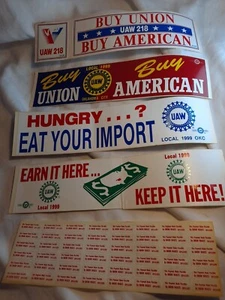 Vintage Buy American Keep It Here UAW Car Bumper Sticker Decal Lot Of 5 Union - Picture 1 of 8