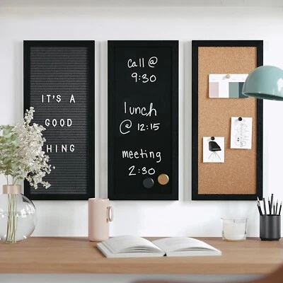 Martha Stewart Everette Cork Board, Chalk Board, Letter Board Set with Pins - Image 1 of 4