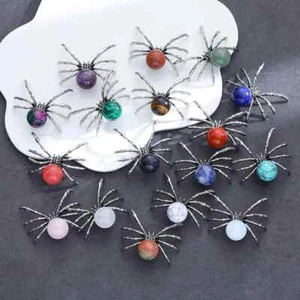 Healing Chankra 16MM Gemstone Ball Spider Pendant for Making Jewelry Necklace  - Picture 1 of 71