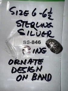 Anello ARGENTO STERLING bellissimo misura 6 con disegno ornato su fascia molto cool SS-846 - Foto 1 di 6