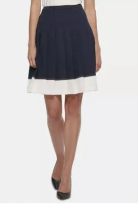 Tommy Hilfiger Y2K Azul Marino Blanco Escuela Niña Preppy Falda Plisada Talla 4 Cintura 31 Foto 1 de 4