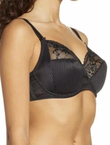 Chantelle 38C Pont Neuf UW Ruffled Embroidered BLACK Mesh Bra 1381 NWT $88 - Picture 1 of 6