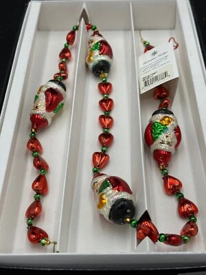 Vintage Christopher Radko SANTA HEART  garland - Item 96-267-0 New in Box w/tags Foto 1 de 4
