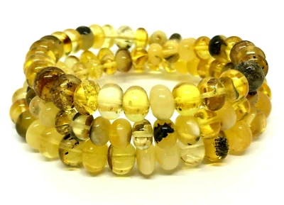 COLLIER AMBRE cadeau unique perles jaunes ambre naturel de la Baltique femme ... - Photo 1/4