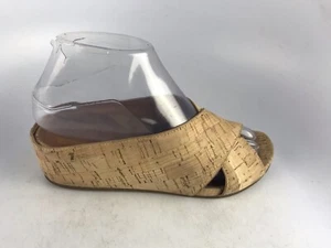 Gentle Souls Gianna  Sandals Women's US 6 Tan Cork Slip On Wedge Cross Strap - Picture 1 of 10