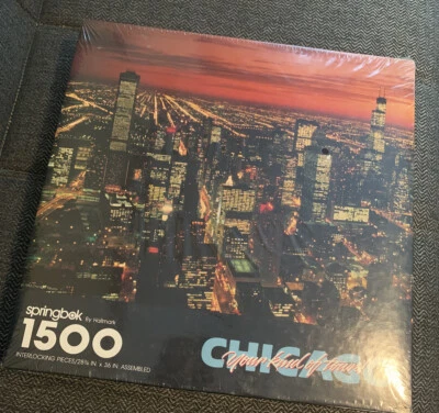 1983 Vintage Springbok Jigsaw Puzzle Chicago Skyline 1500 Pc Sealed 28 3/4 X 36 - Image 1 of 4