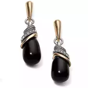 Brighton Neptune's Rings Crystal Black Agate Teardrop Earrings JA497F $82 NWT - Picture 1 of 3