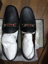Gucci Mens Black Leather Driving Shoes