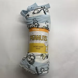 Peanuts Snoopy Woman's Sleep PJ Lounge Soft Comfy Pants Medium Blue White - Picture 1 of 6
