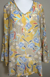 Blusa tunica Zak and Rachel multicolore floreale campana manica con volant taglia M - Foto 1 di 10