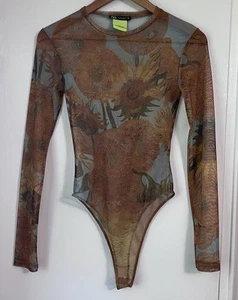 ZARA Sunflowers by Van Gogh Mesh Langarm Body Suit - Größe S - Bild 1 von 9