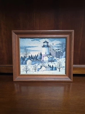 Faro de invierno americano enmarcado mate Charles Wysocki impresión enmarcada firmada  Foto 1 de 4