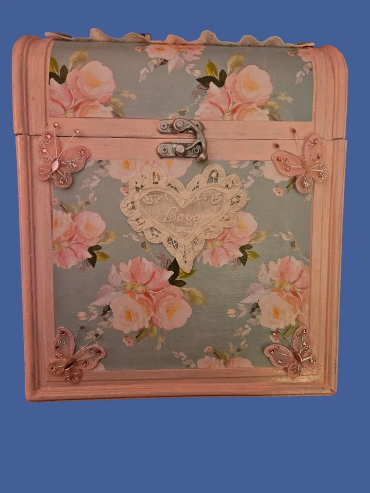 Большой декоративный деревянный настольный ящик для хранения сувениров с ручной росписью - Изображение 1 из 2