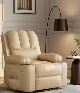 Oversized Faux Leather Power Lift Recliner Chair for Elderly Heat and Massage - Picture 1 of 24