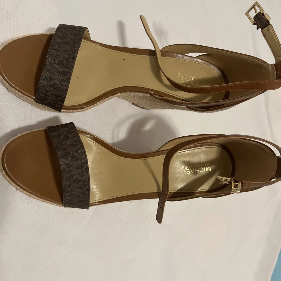 Michael Kors Serena Flex Camel Tan Leather Sandals Ankle Straps Size 10M - Image 1 of 4