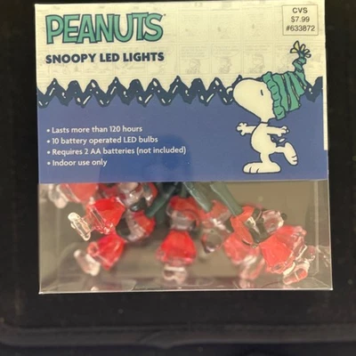 Peanuts Snoopy LED Lights 10 Battery Operated Indoor Use - Image 1 of 4
