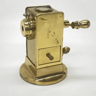 Vintage 1970's Brass Desktop Pencil Sharpener Suction Cup Bottom Tested Works - Image 1 of 4