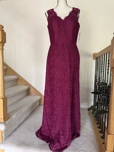 NWT Da Vinci Women's Burgundy Sleeveless Lace A-Line Bridesmaid Formal Dress - Picture 1 of 12