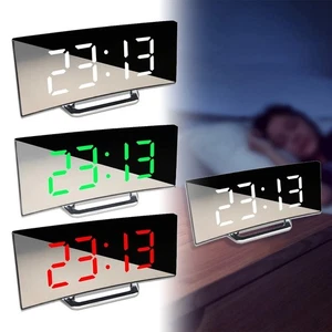 Sveglia Elettrica per Camere da Letto Orologio Digitale Design Moderno Curvo LED Orologi - Foto 1 di 16