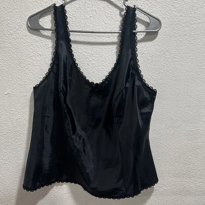 Camiseta sin mangas Warners Perfect Measure negra con acento de encaje cuello en V para mujer 38 Foto 1 de 4