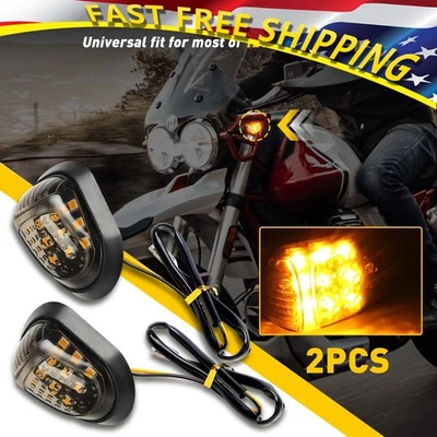 2X Indicador de luz intermitente de giro ámbar de señales LED de montaje empotrado de humo para motocicleta Foto 1 de 4