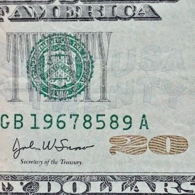 Birthday/ Anniversary Note $20 Dollar bill 1967 AUGUST 5,  AUGUST 9, 19678589 - Image 1 of 4