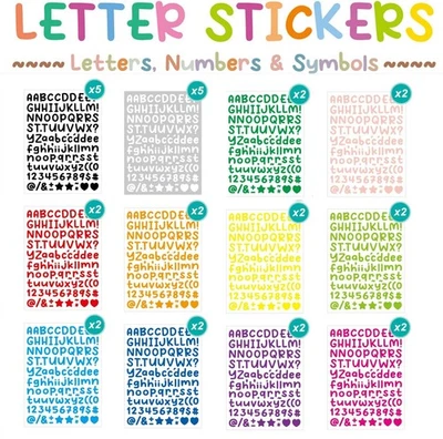 30 Sheets Small Letter Sticker, 3360 Alphabet 0.5 inch, Multicolored  - Image 1 of 4