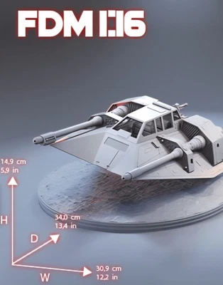 Star Wars 1/16 Scale 13" Snowspeeder Model Kit Custom 3d Print W Stand - Image 1 of 4
